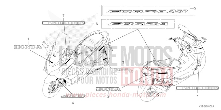 MARK/EMBLEM (NSS250AP,R/NSS350AP,R) for Forza 350 PEARL SIENA RED (R320) from 2023